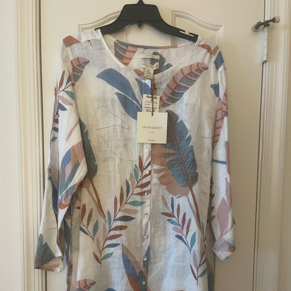 Cynthia Rowley Tropical Print Button-Up Blouse